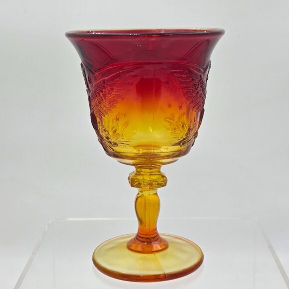 L. E. Smith Glass Amberina American Eagle Goblet 6½″ Wine Glass Mid-Century - Picture 3 of 7